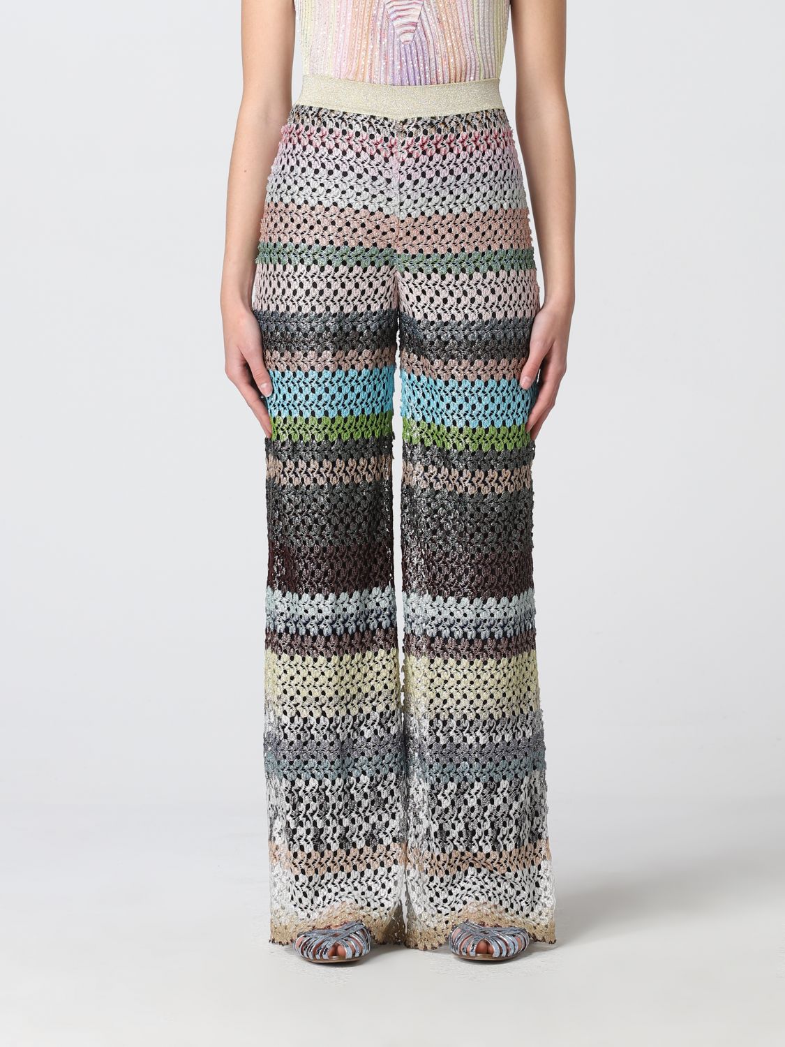 Trousers Missoni: Missoni striped crochet pants multicolor 1