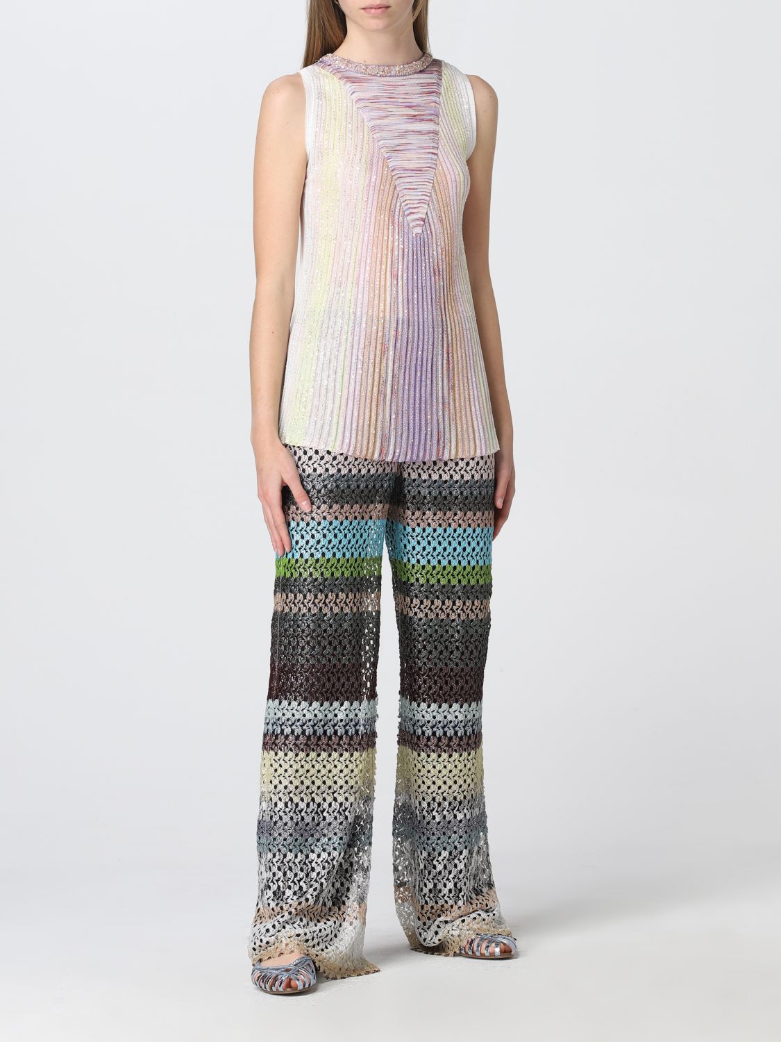 Trousers Missoni: Missoni striped crochet pants multicolor 2