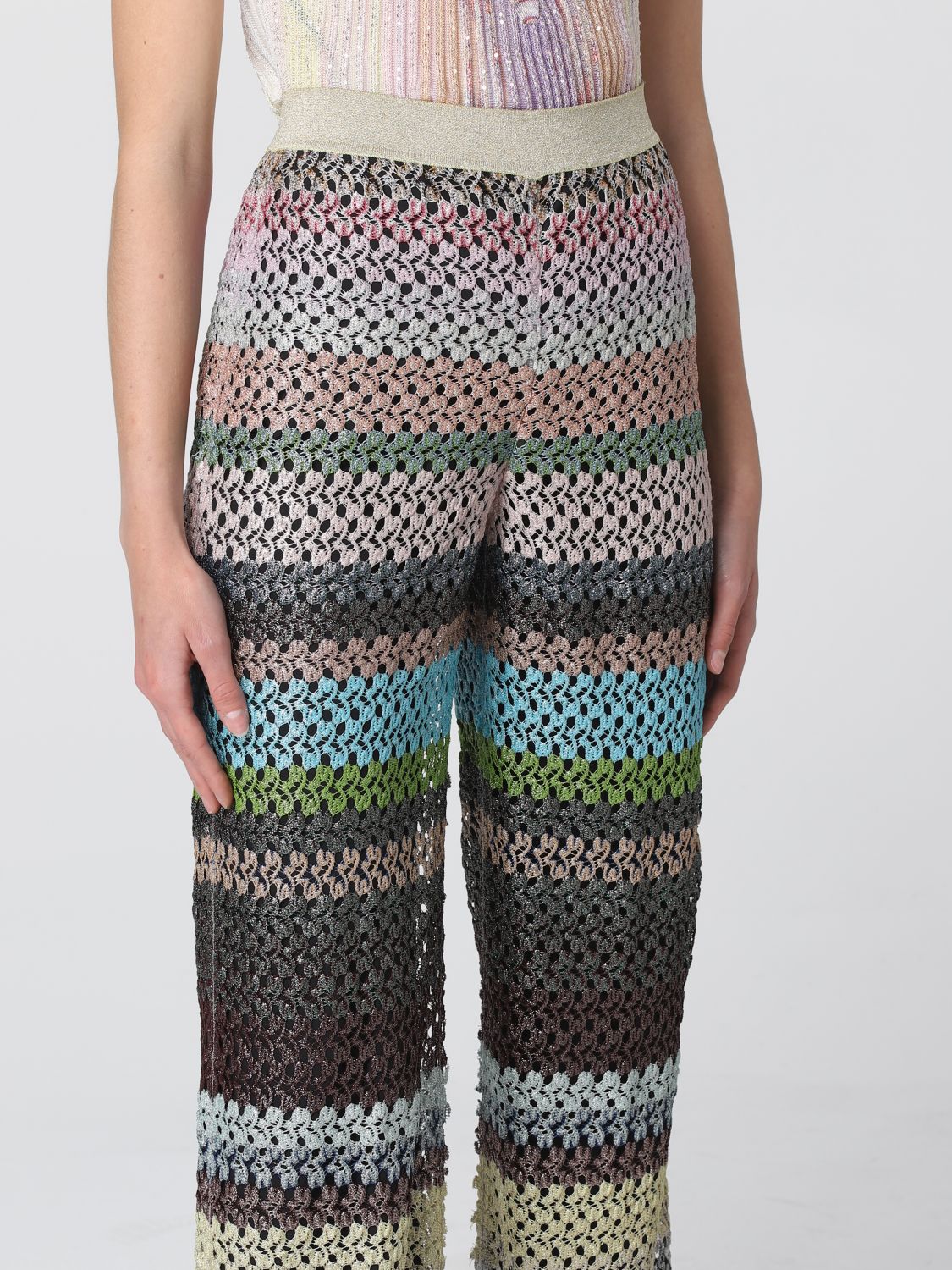 Trousers Missoni: Missoni striped crochet pants multicolor 4
