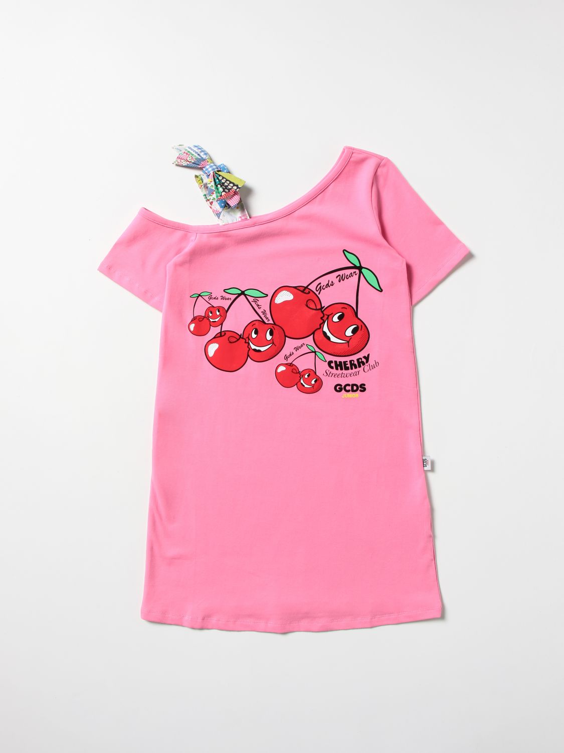 Gcds Kids' T-shirt Dress With Cherry Print In Pink
