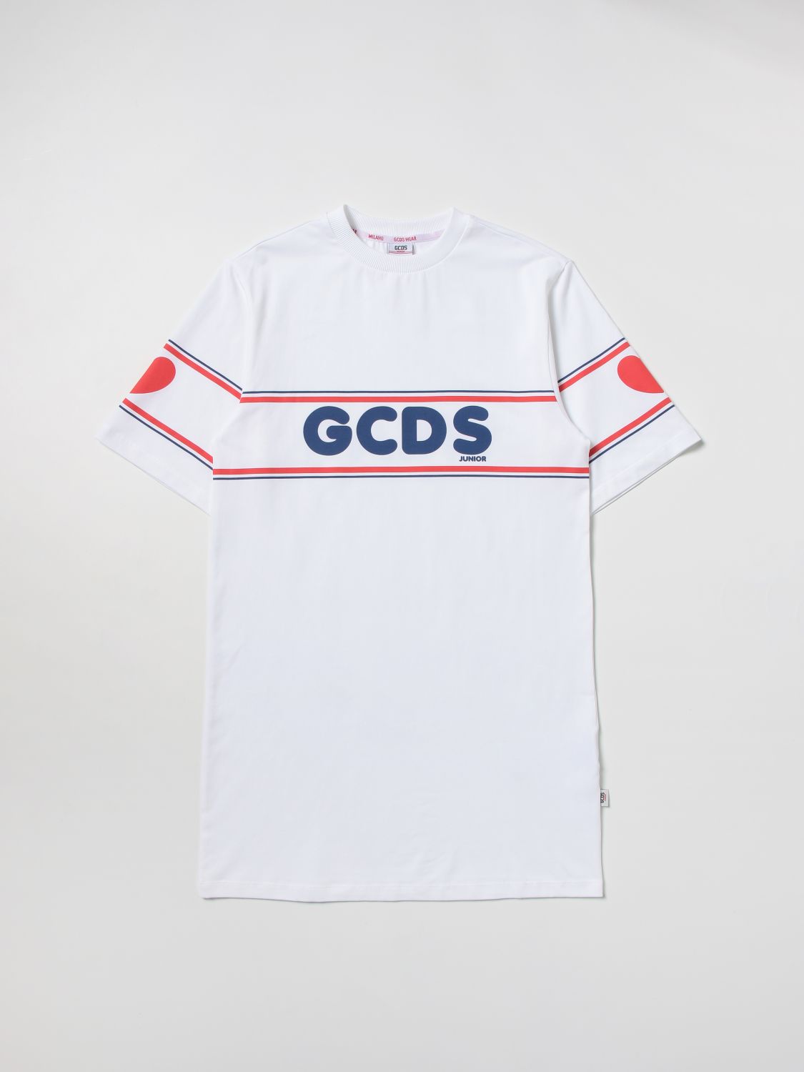 Gcds Kids' Cotton T-shirt With Print In White