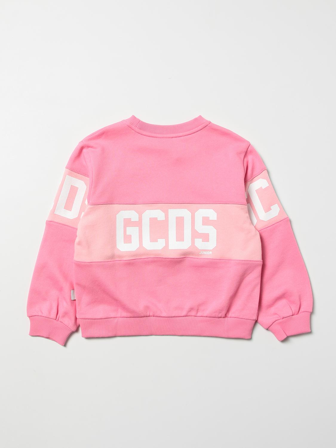 GCDS: Girocollo stampa logo - Rosa | Maglia Gcds DUF005LCA33 GIGLIO.COM