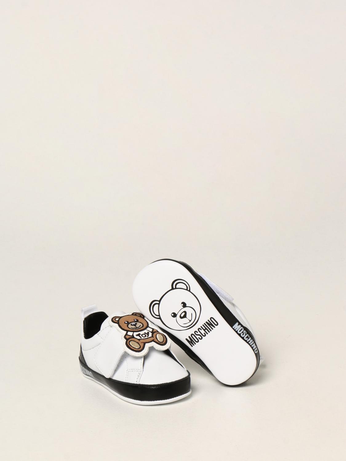 MOSCHINO BABY: Scarpa in pelle con Teddy - Bianco | Scarpe Moschino Baby  70033 GIGLIO.COM