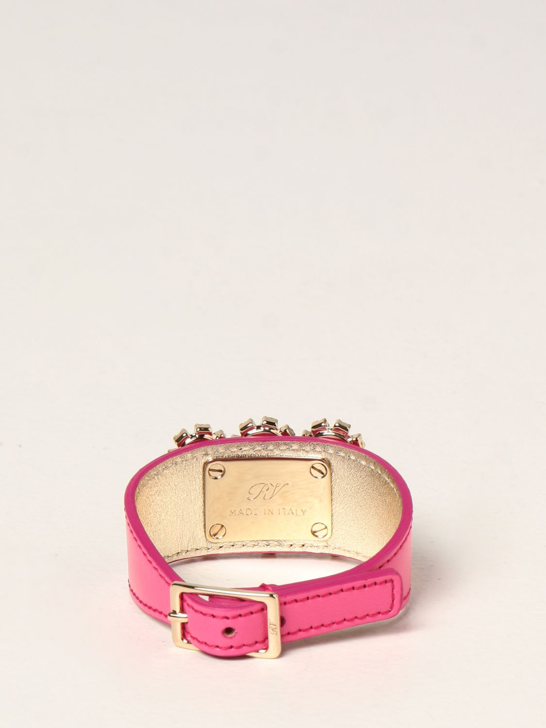 Jewel Roger Vivier: Roger Vivier Flower Strass leather bracelet pink 2