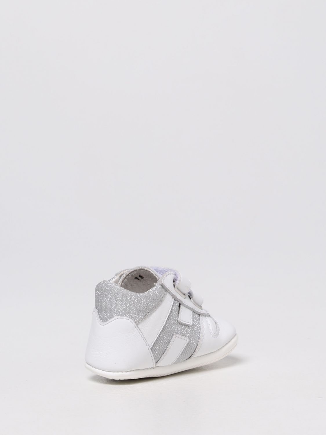 Shoes Hogan: Olympia Hogan cradle shoes in leather and glitter fabric white 3