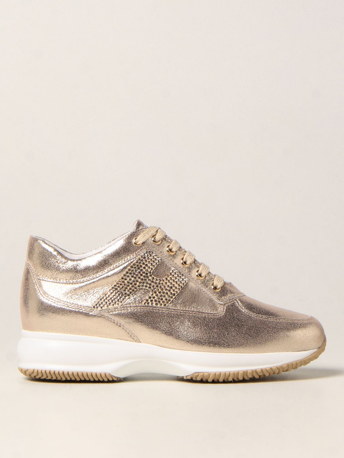 Sneakers Hogan: Interactive Hogan trainers in laminated leather gold 1