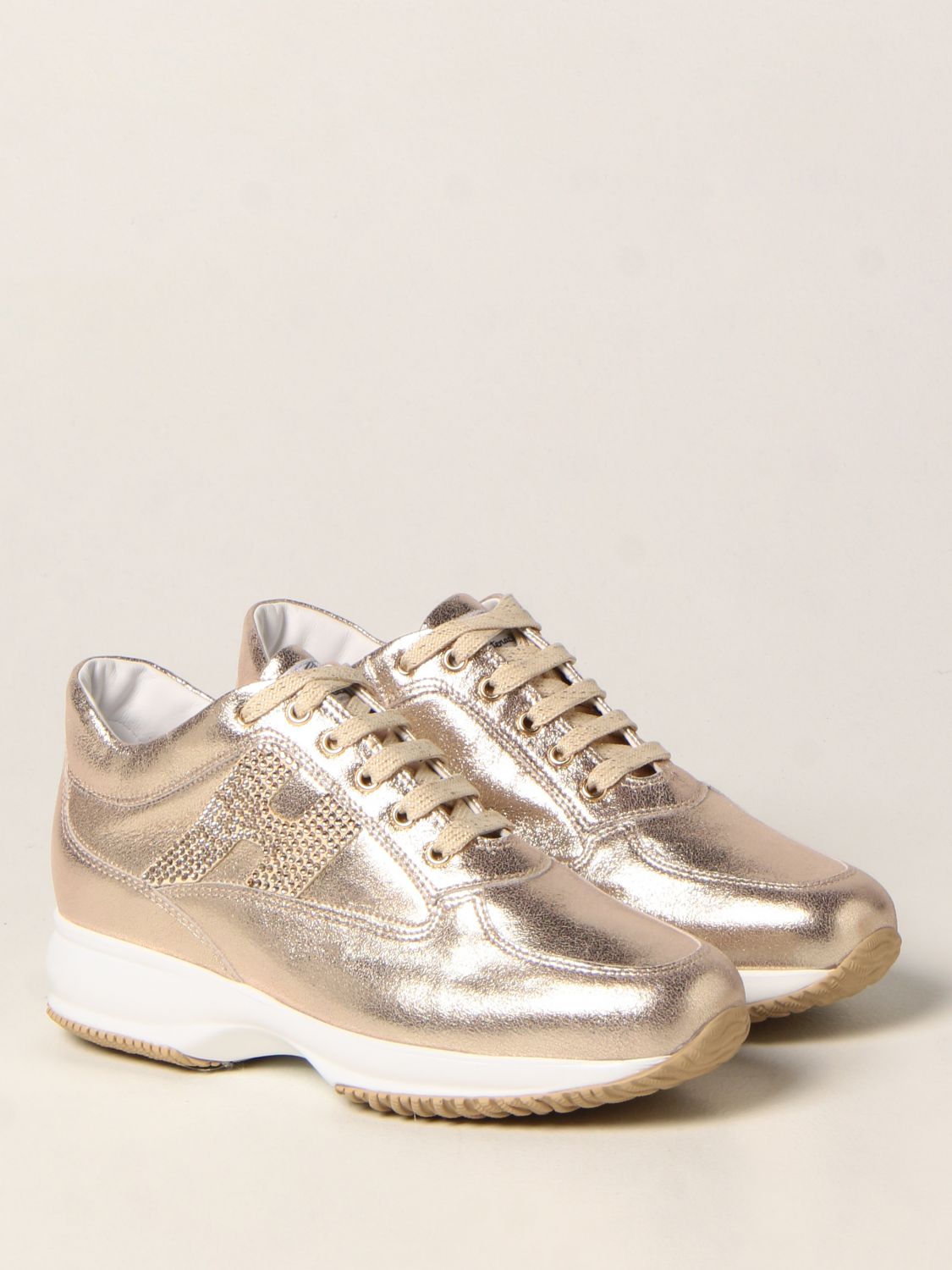 Sneakers Hogan: Interactive Hogan trainers in laminated leather gold 2