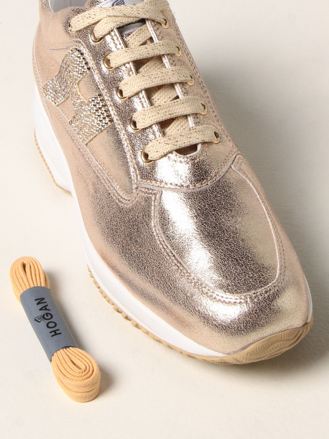 Sneakers Hogan: Interactive Hogan trainers in laminated leather gold 4