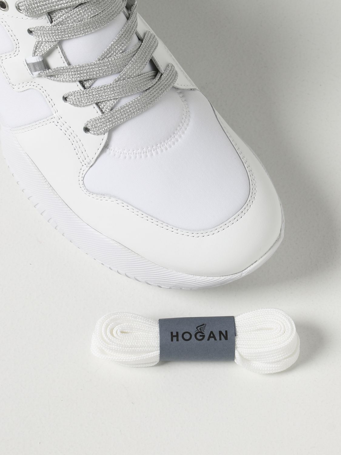 Sneakers Hogan: Sneakers Interaction Hogan in pelle e scuba bianco 4