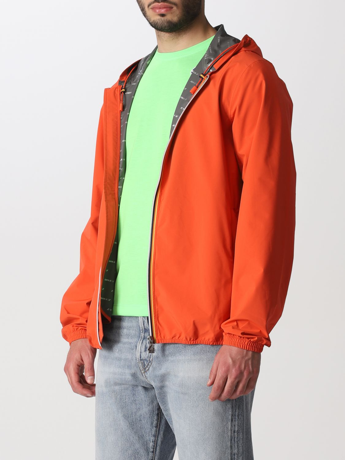 transmissie Druipend autobiografie K-WAY: jacket for man - Orange | K-Way jacket K31126W online on GIGLIO.COM