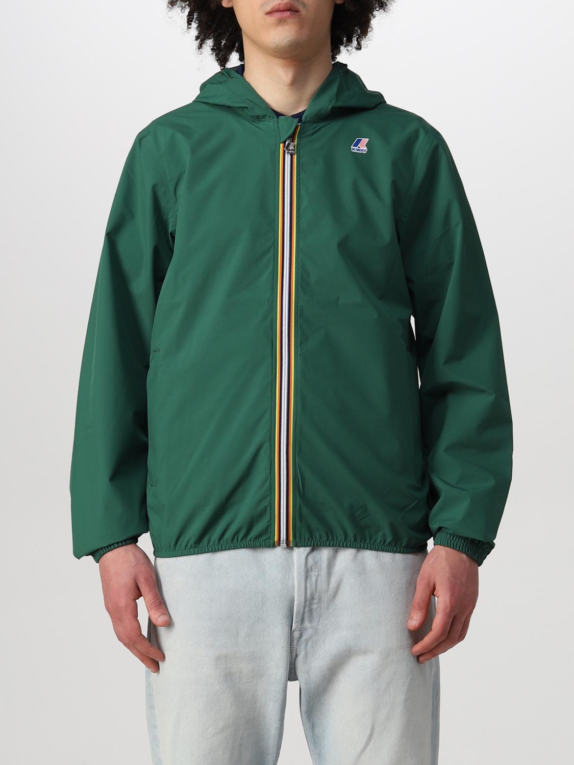K-way Jacques Short Jacket With Cotton Jersey Lining Green Dark In Green