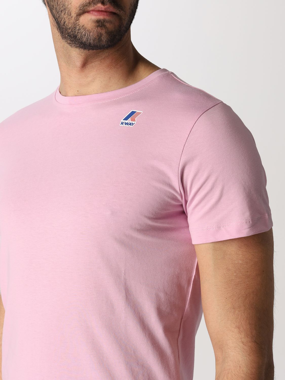 티셔츠 K-웨이: 티셔츠 남성 K-way 핑크 3
