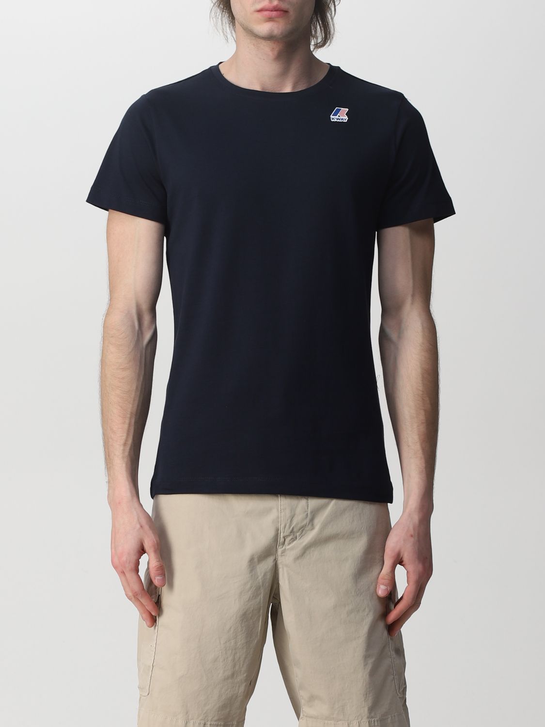 T-shirt K-Way: T-shirt Edouard K-way in cotone con logo blue navy 1