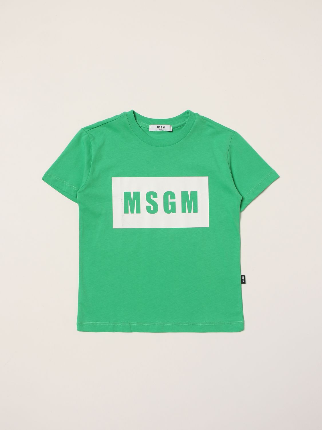 MSGM KIDS: cotton t-shirt with logo - Green | Msgm Kids t-shirt ...