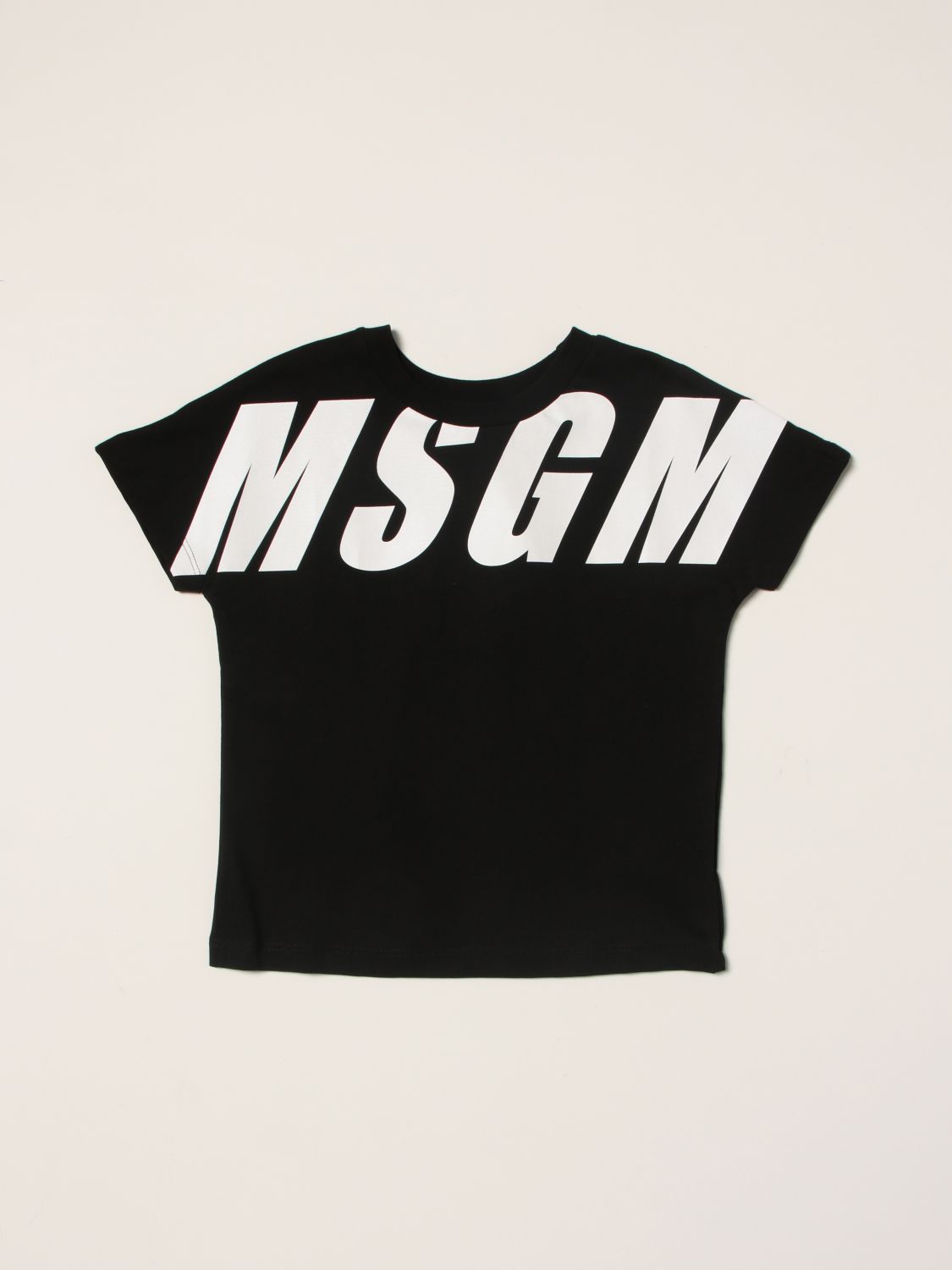 MSGM KIDS: cotton t-shirt with big logo - Black | Msgm Kids t-shirt ...