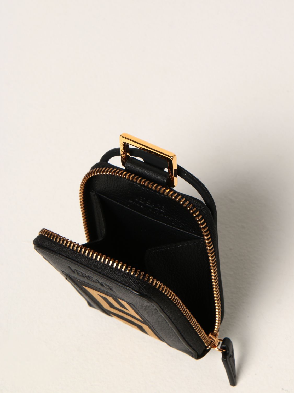 Porta Airpods Versace: Porta Airpod Versace in pelle con tracolla nero 4