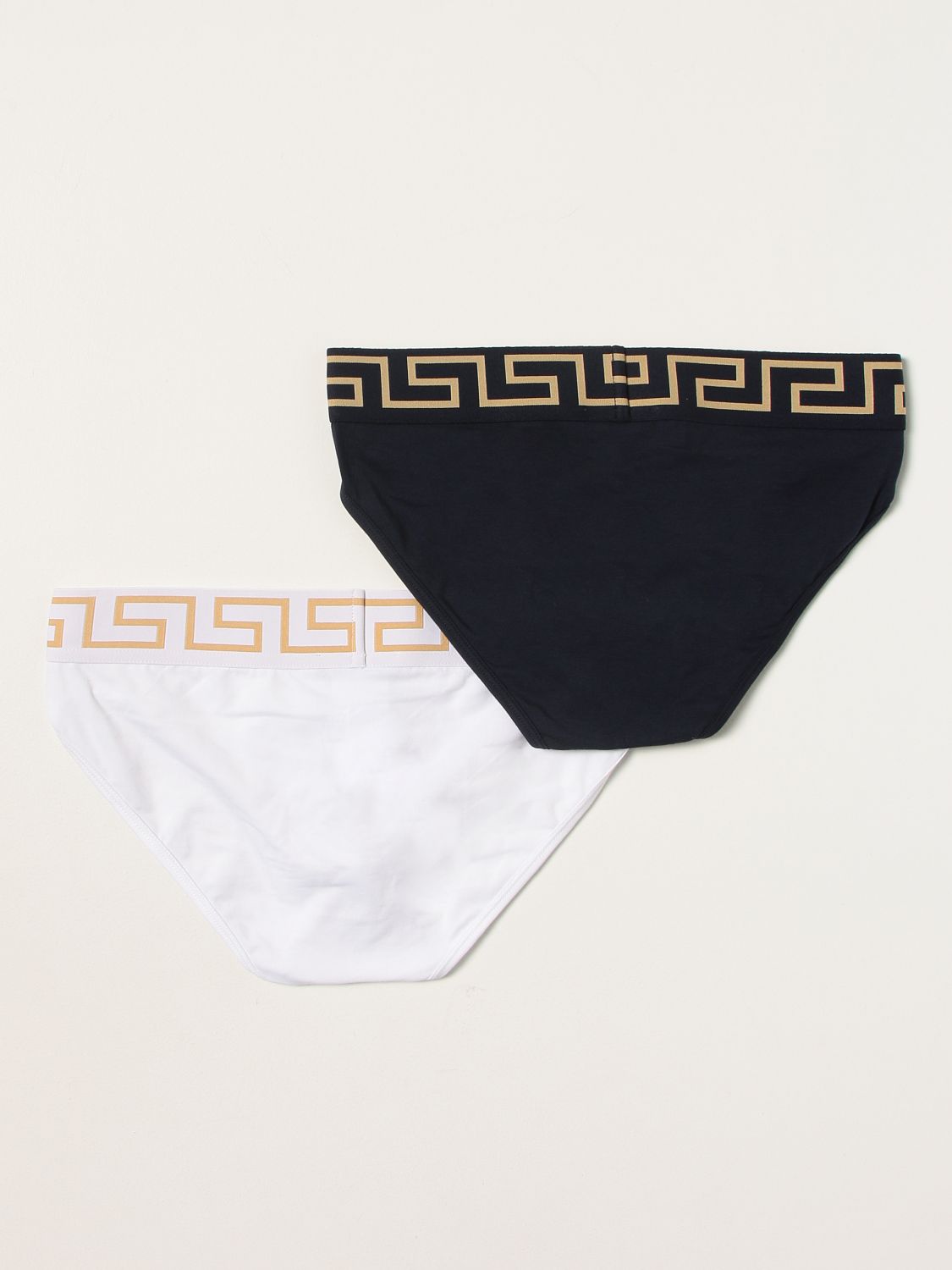 Underwear Versace: Versace stretch cotton briefs bi-pack with Greca pattern white 2