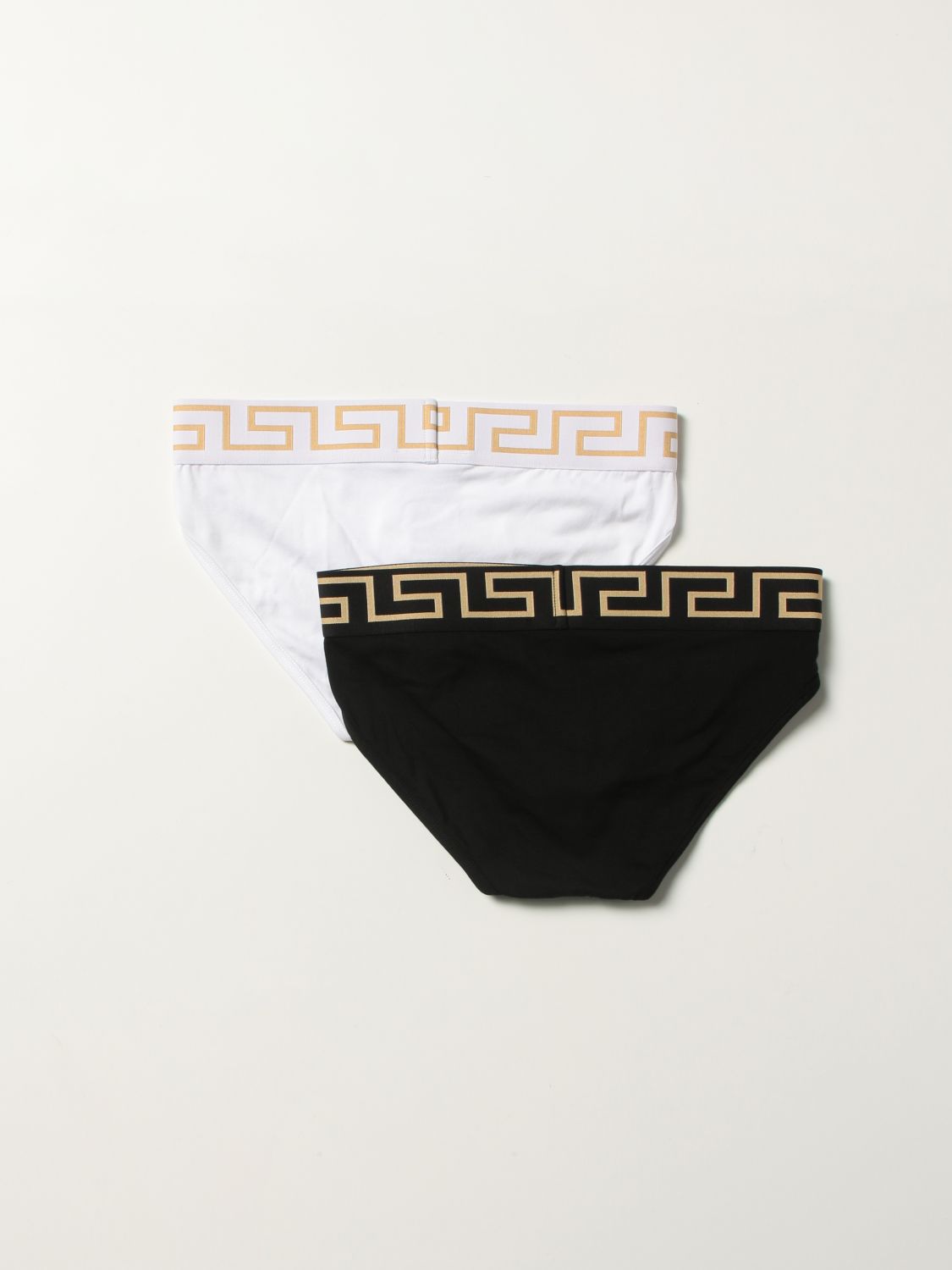 Underwear Versace: Versace stretch cotton briefs bi-pack with Greca pattern black 2