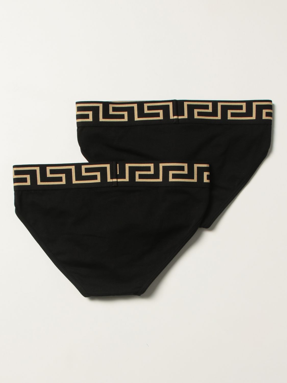 Underwear Versace: Versace stretch cotton briefs bi-pack with Greca pattern gold 2