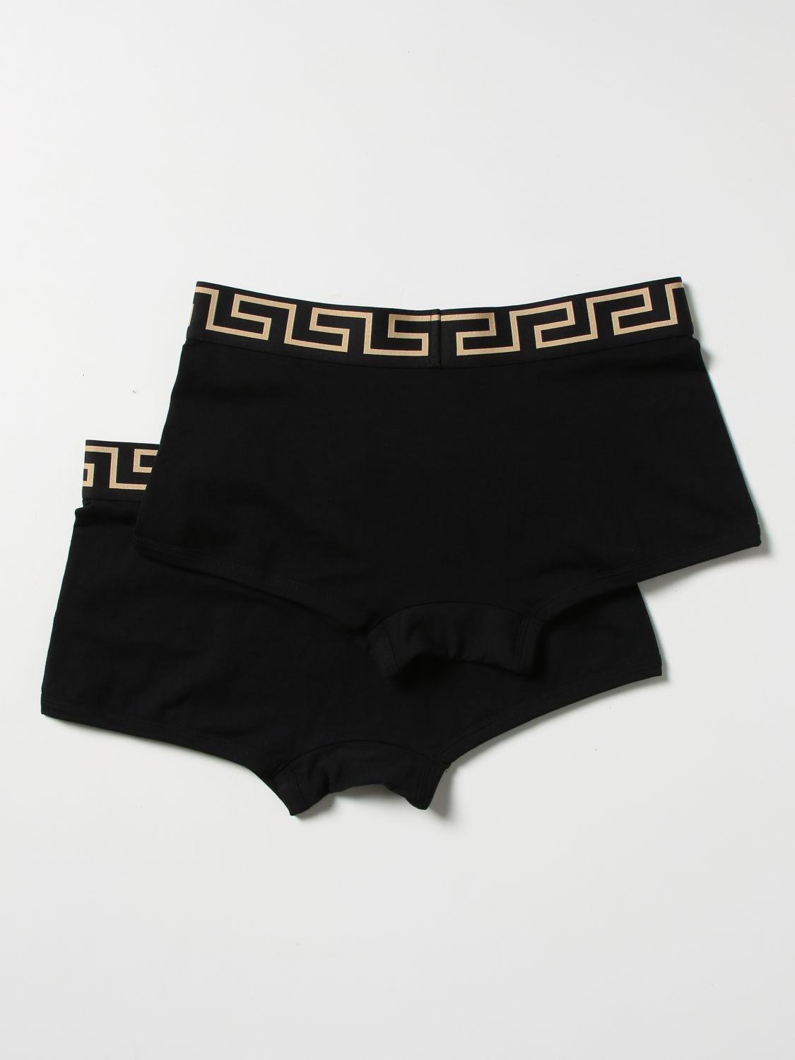 Underwear Versace: Versace stretch cotton trunks bi-pack black 2