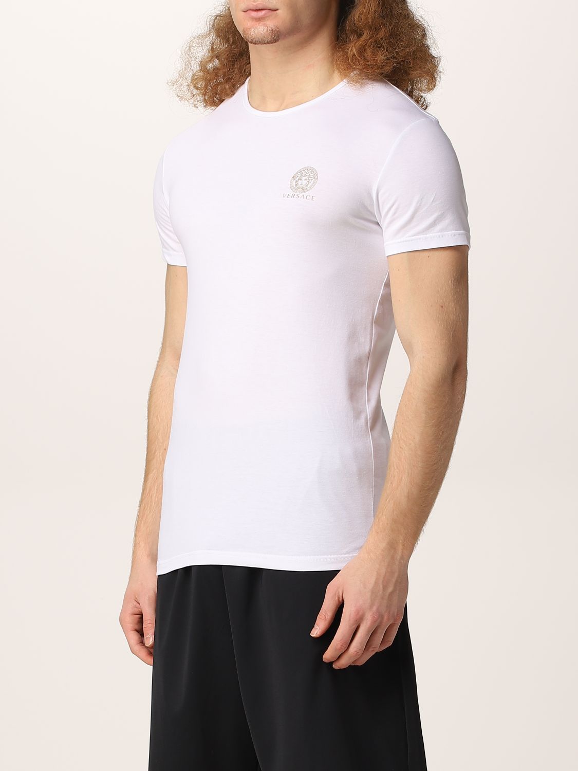 Underwear Versace: Versace cotton undershirt with Medusa white 4