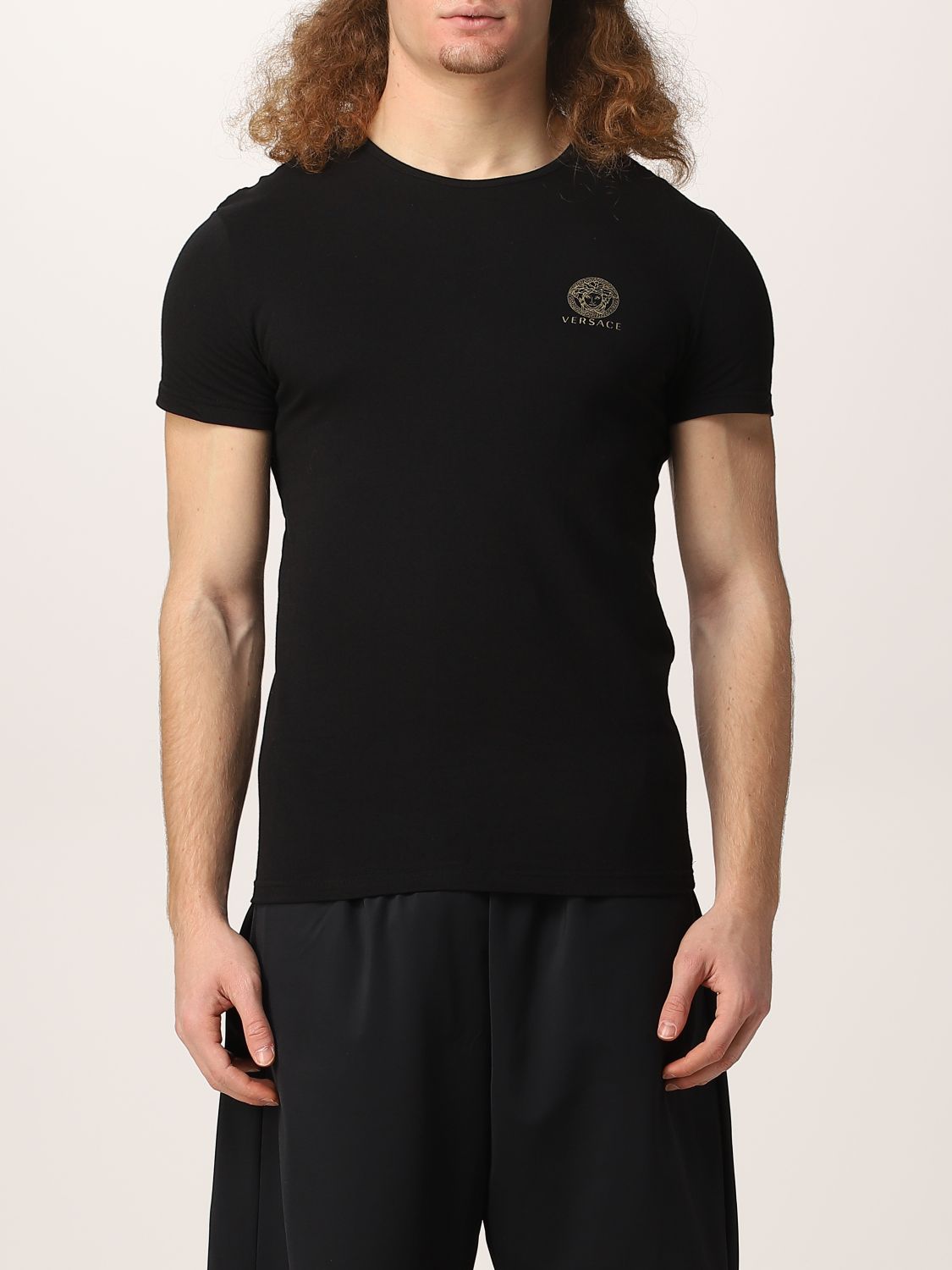 Intimo Versace: T-shirt intima Versace in cotone con Medusa nero 1