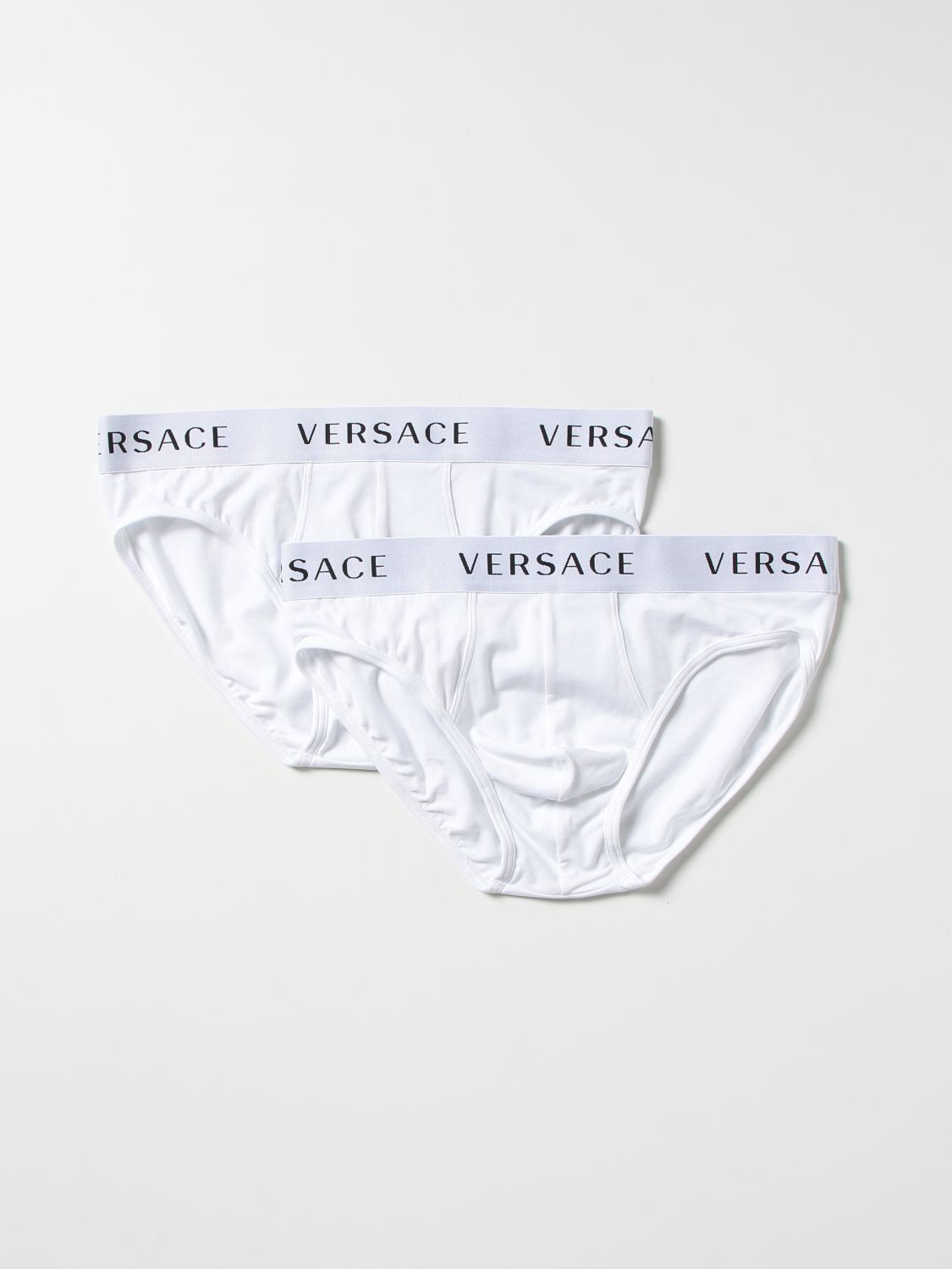 Underwear Versace: Versace stretch cotton briefs bi-pack white 1