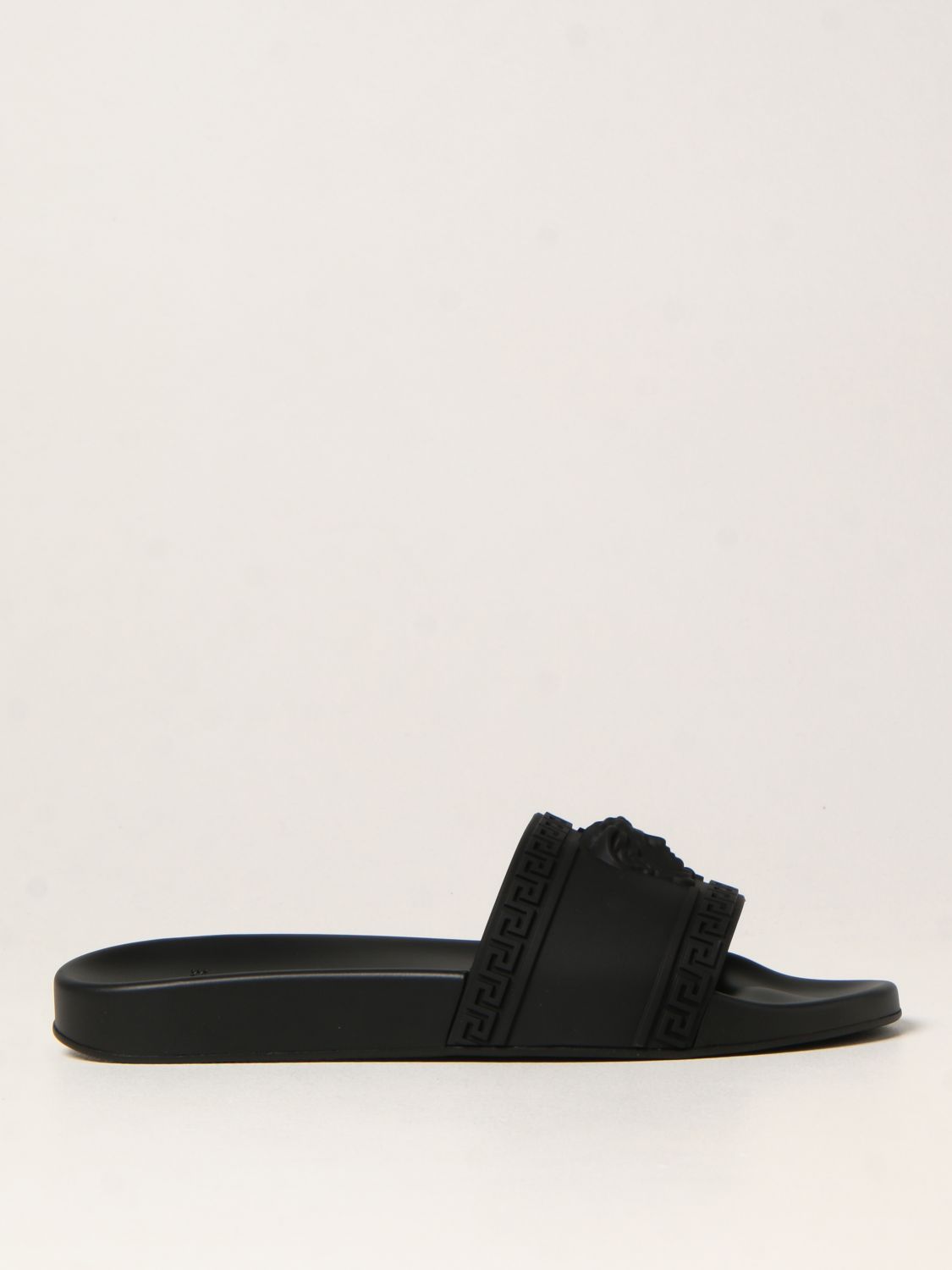 Sandals Versace: Versace Palazzo rubber sandals with Medusa head black 1