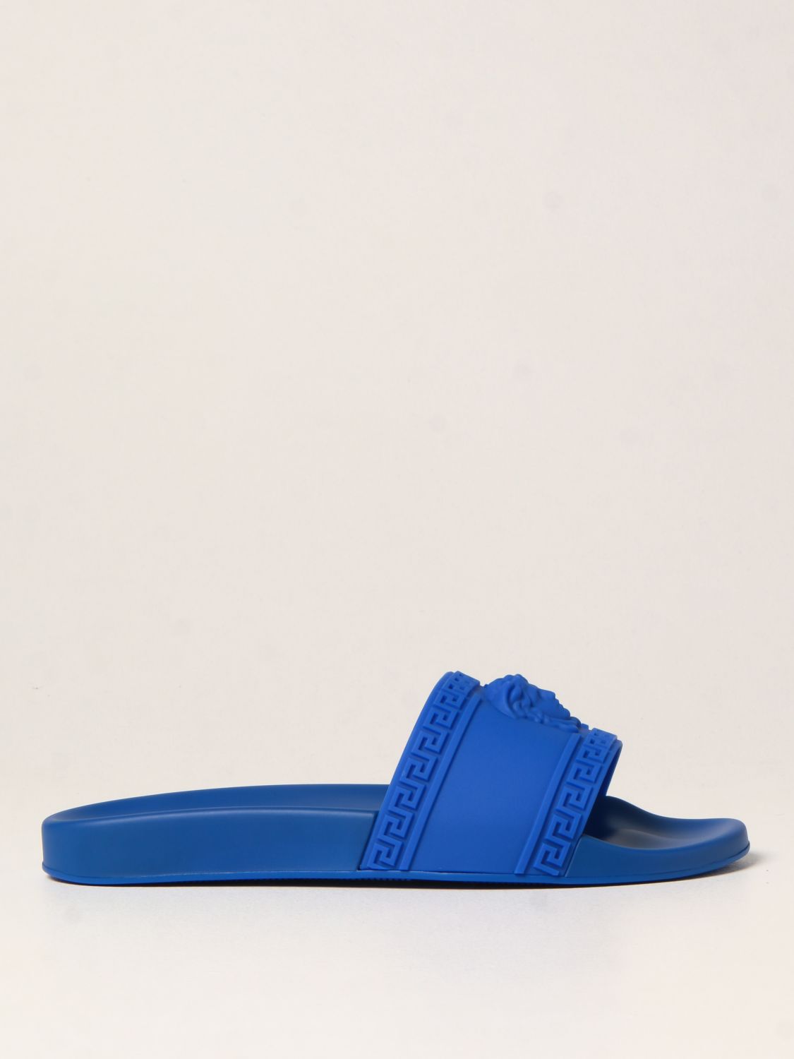 Sandals Versace: Versace Palazzo rubber sandals with Medusa head royal blue 1