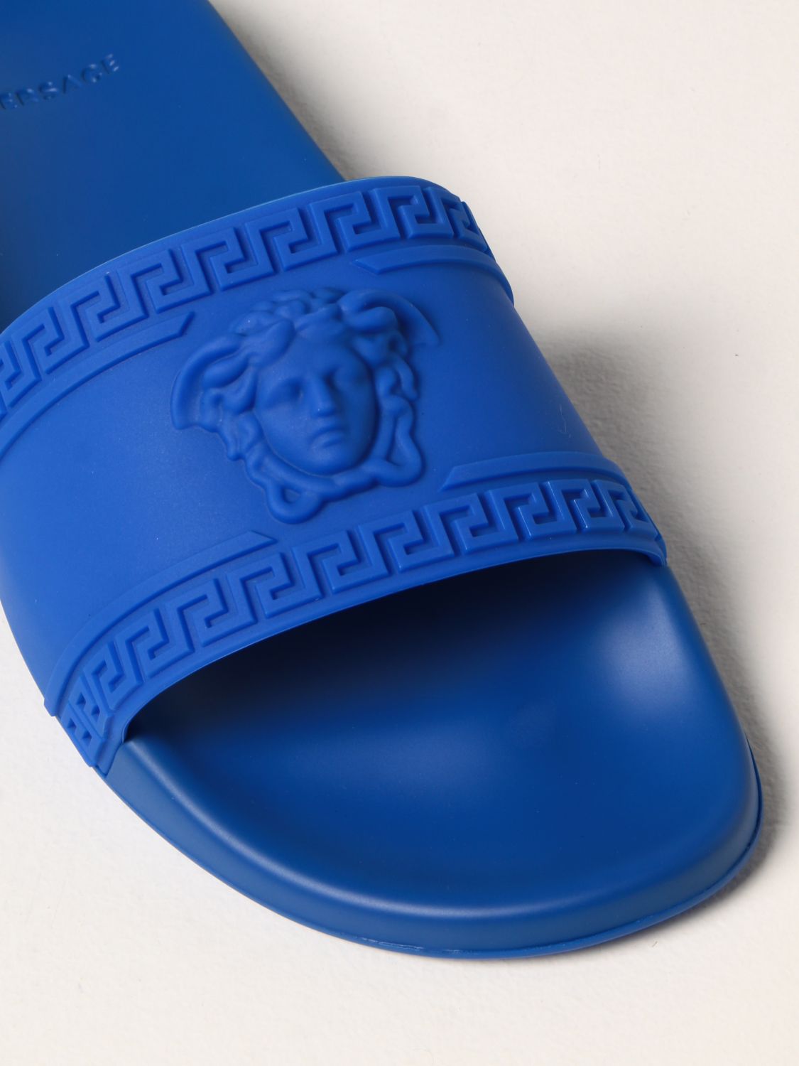 Sandals Versace: Versace Palazzo rubber sandals with Medusa head royal blue 4