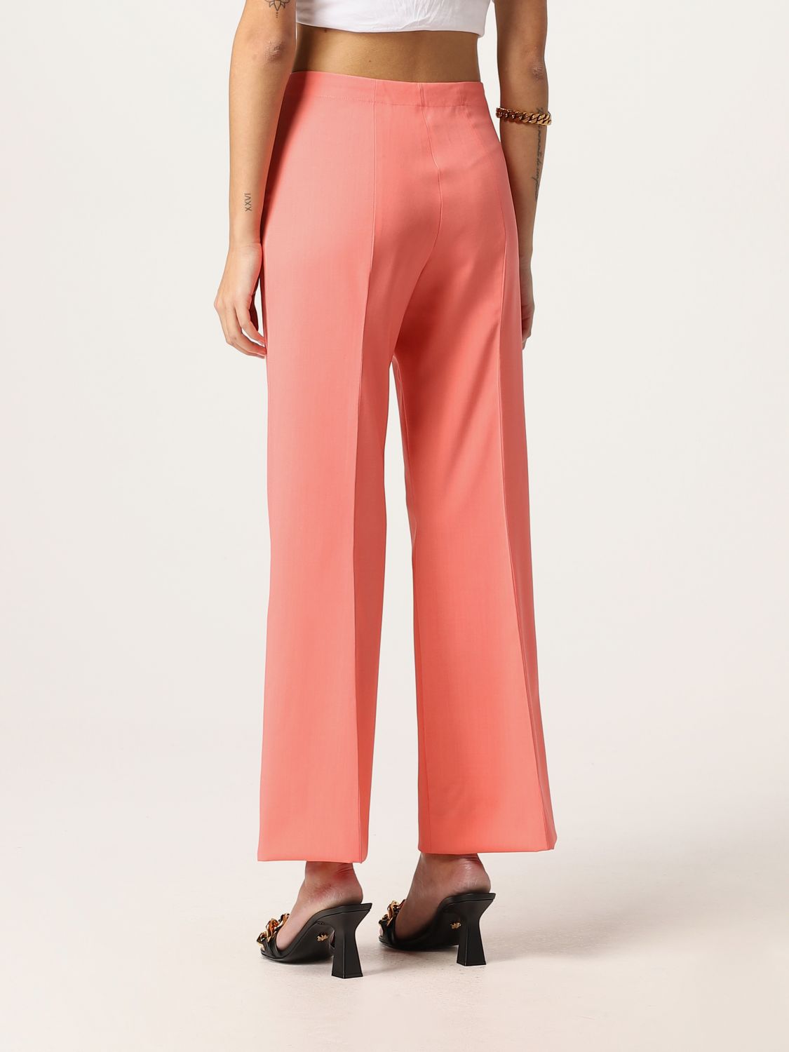 Trousers Versace: Versace virgin wool trousers orange 3