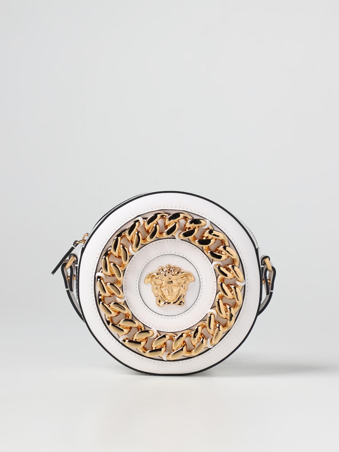 VERSACE La Medusa round camera bag White Versace crossbody bags
