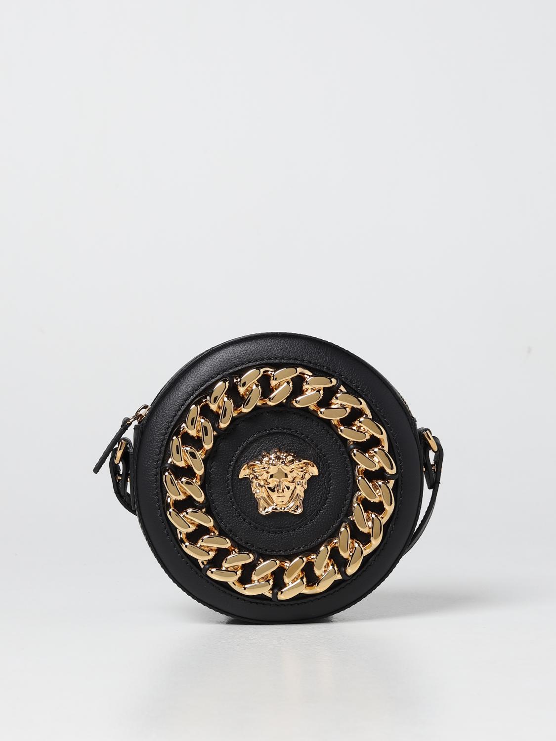 VERSACE La Medusa round camera bag Black Versace crossbody bags
