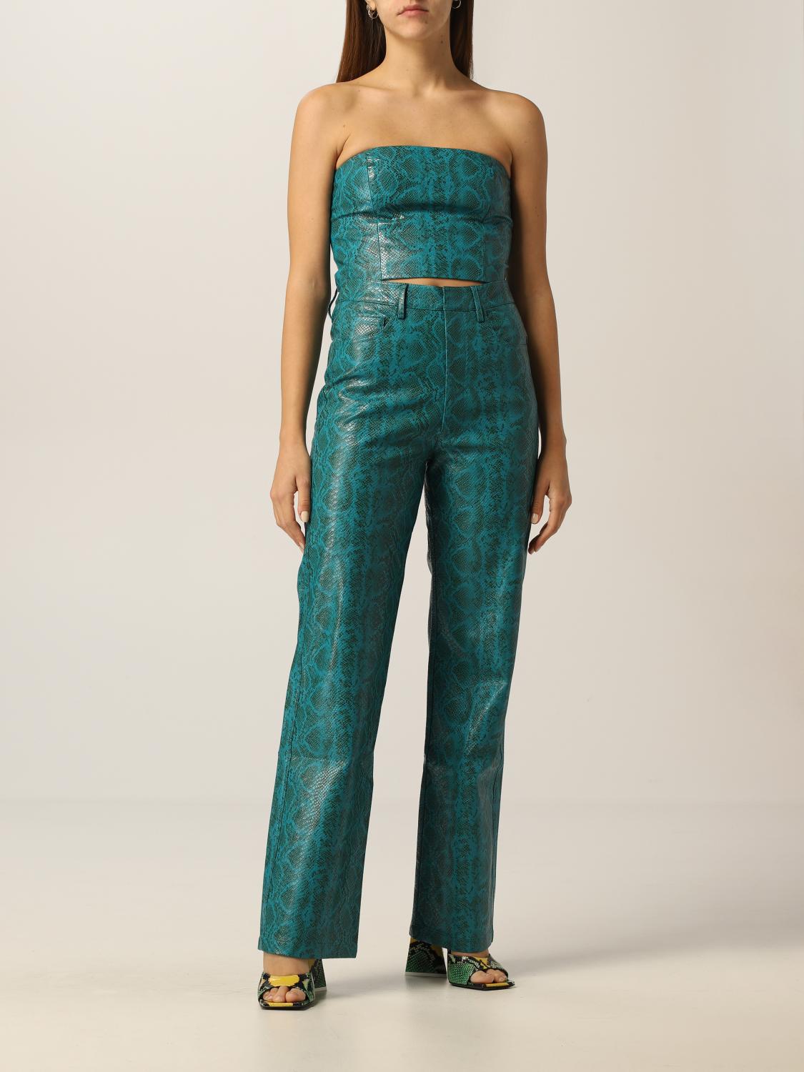 ROTATE: Pantalone con stampa pitone - Verde | Pantalone Rotate RT887 Biscay  Bay GIGLIO.COM