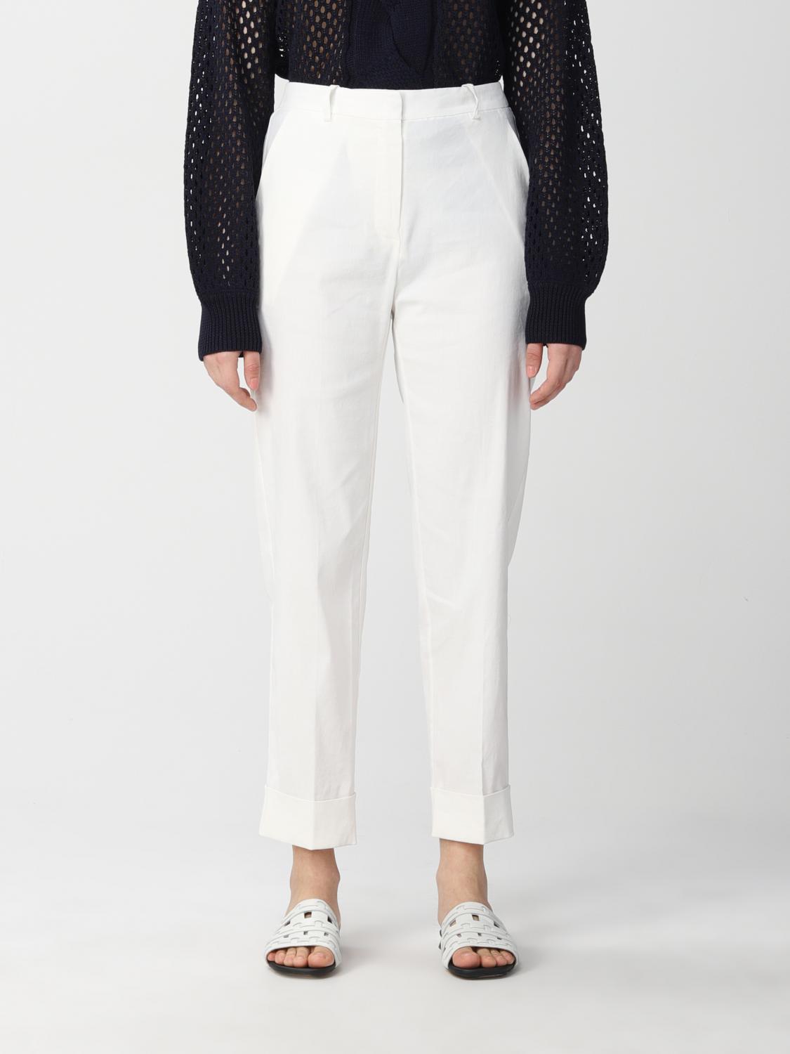 PINKO: cropped trousers in linen blend 