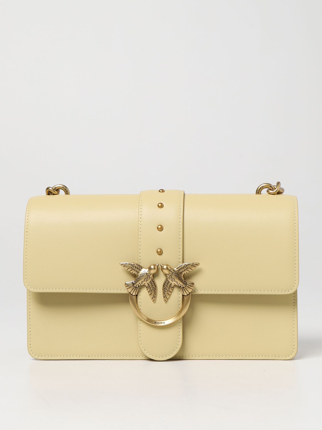 Pinko Love Classic Icon Simply  Bag In Smooth Leather In Yellow