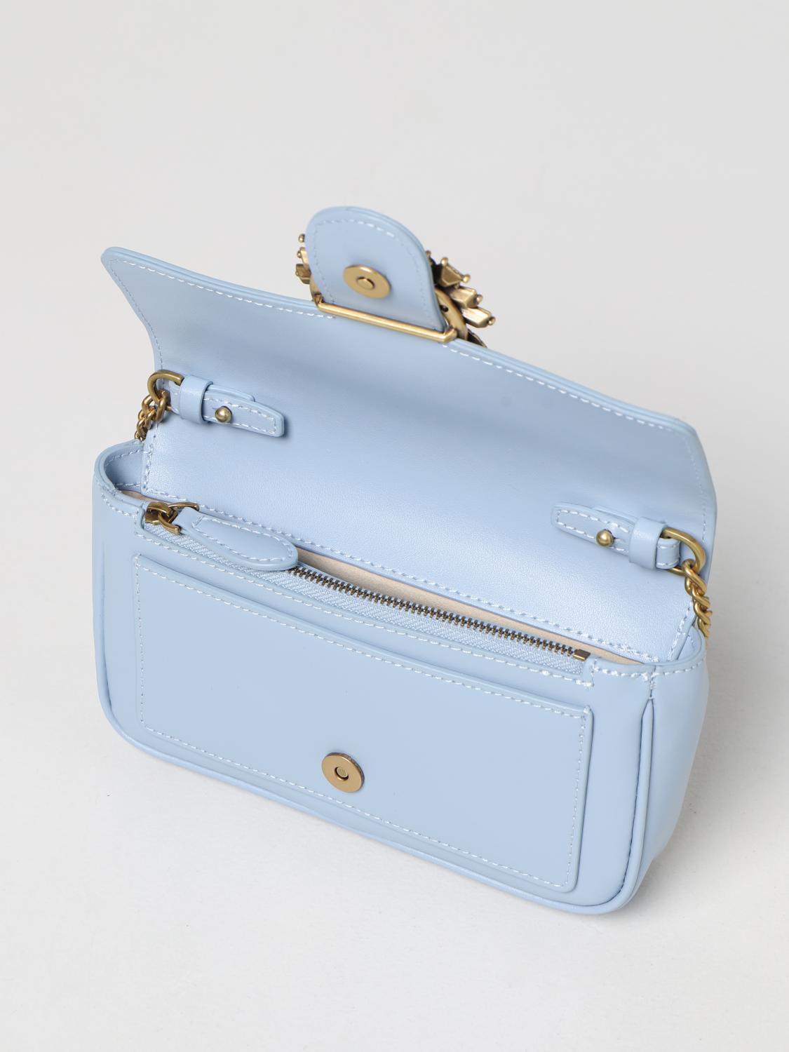 PINKO Love Pocket Simply leather bag Gnawed Blue Pinko mini bags