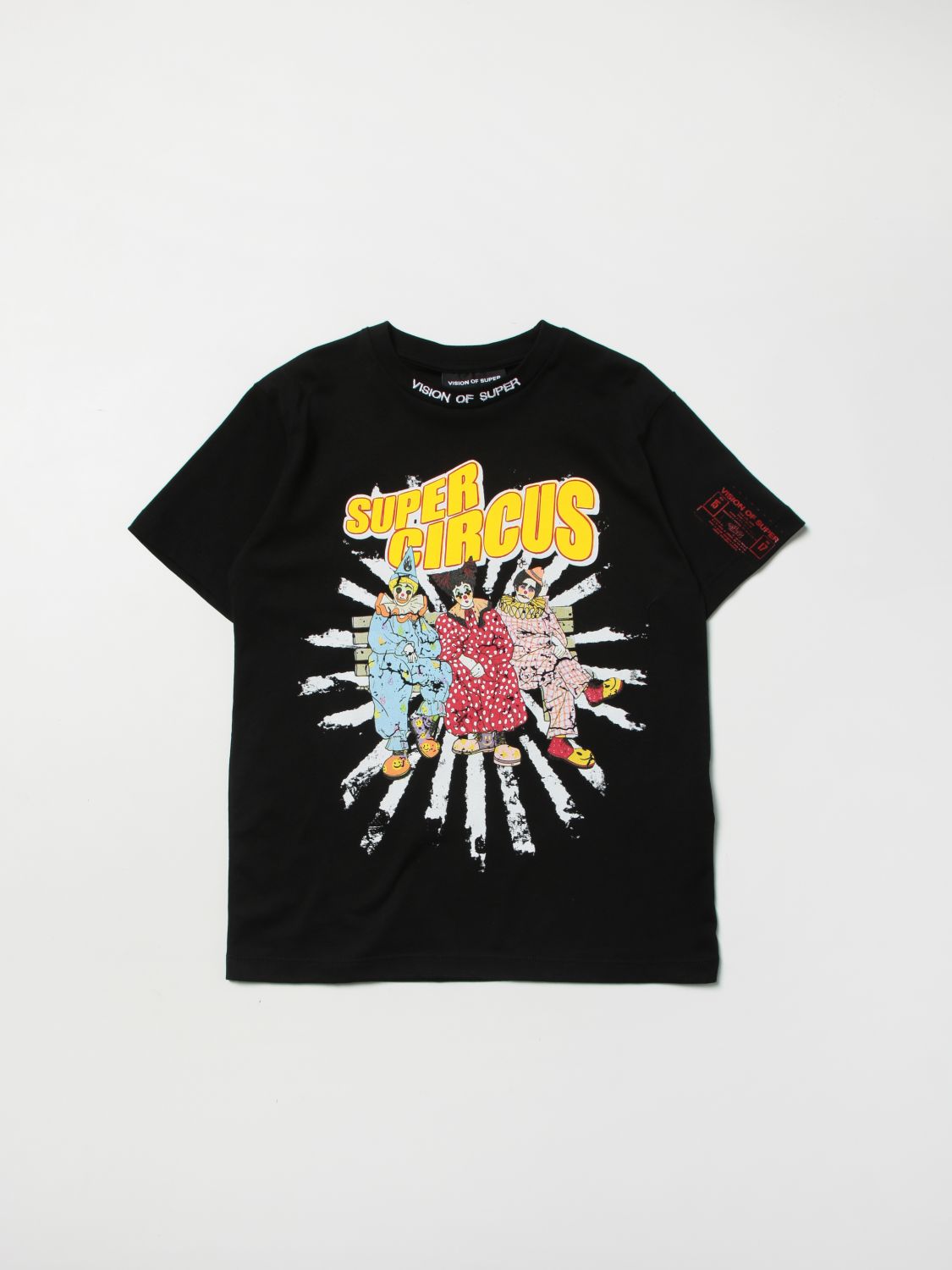 Vision Of Super Kids'  T-shirt With Circus Print In Black