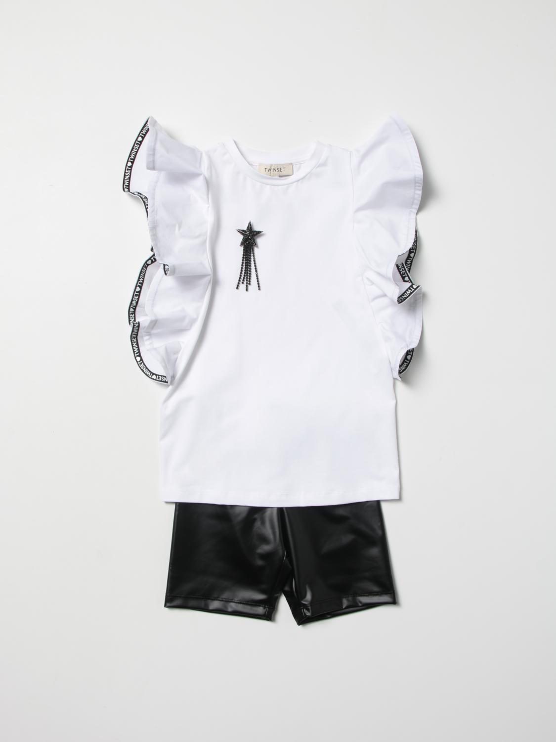 TWINSET: Set top + pantaloncino in ecopelle - Bianco | Completo Twinset  221GJ202C GIGLIO.COM