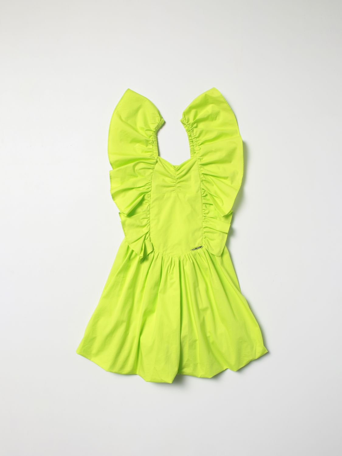 Twinset Kids' Dress With Ruches In Lime
