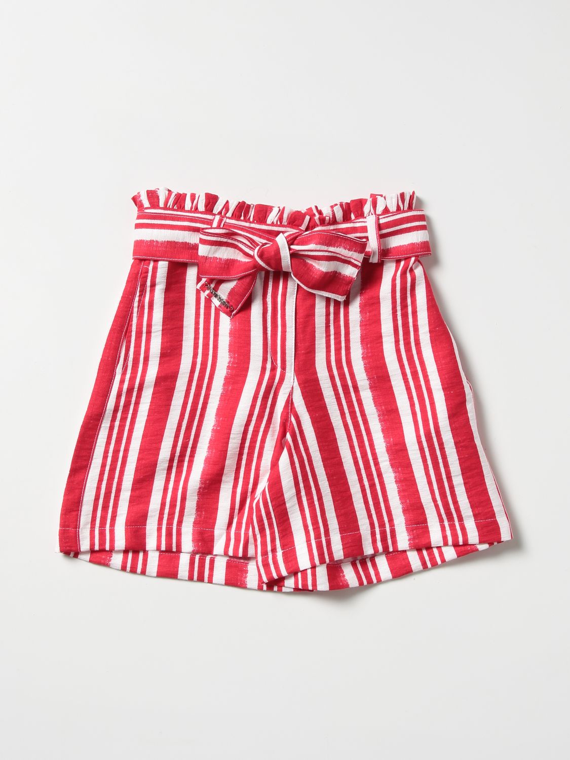Twinset Kids' Striped Shorts In Red