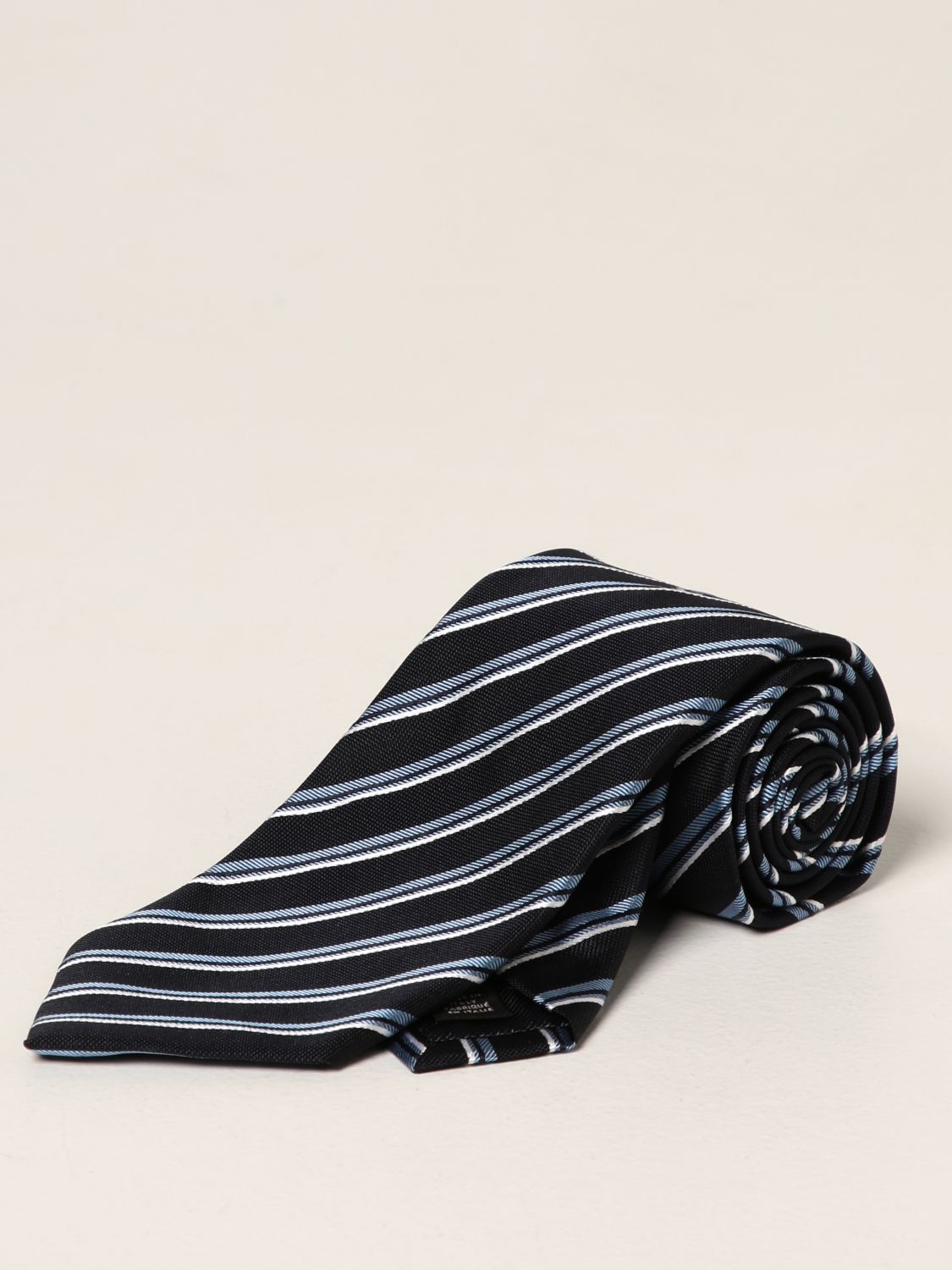 Tie Ermenegildo Zegna: Ermenegildo Zegna tie in striped silk blue 1