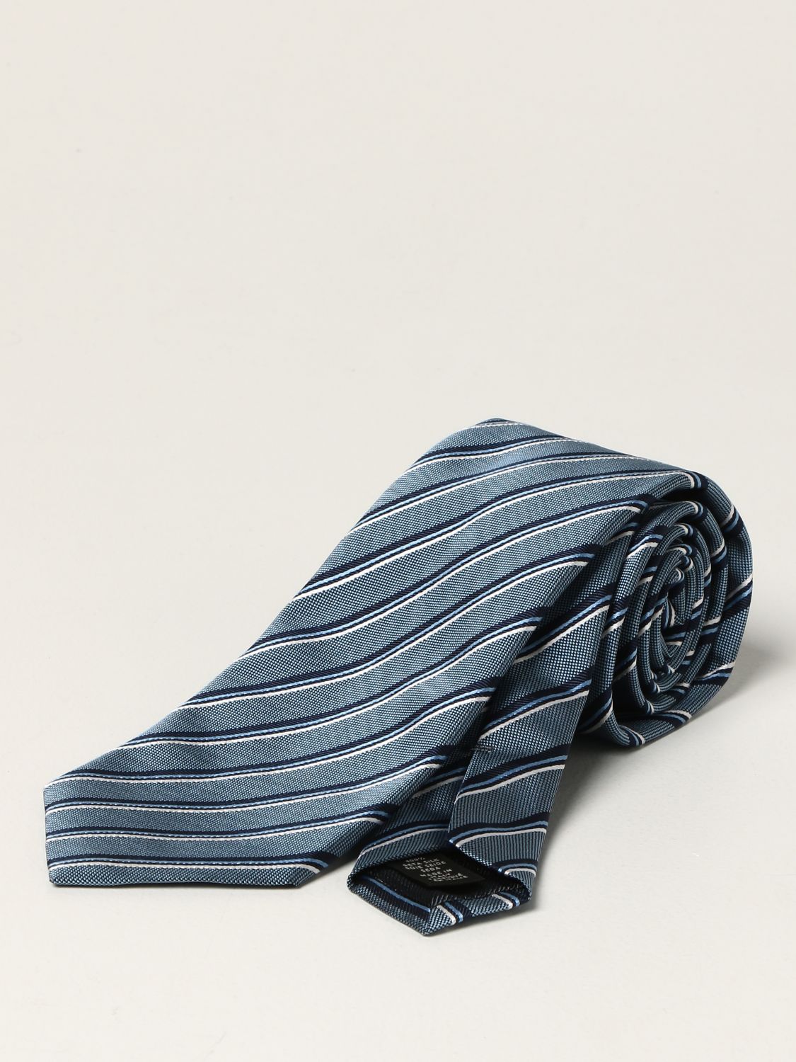Tie Zegna: Ermenegildo Zegna tie in striped silk gnawed blue 1
