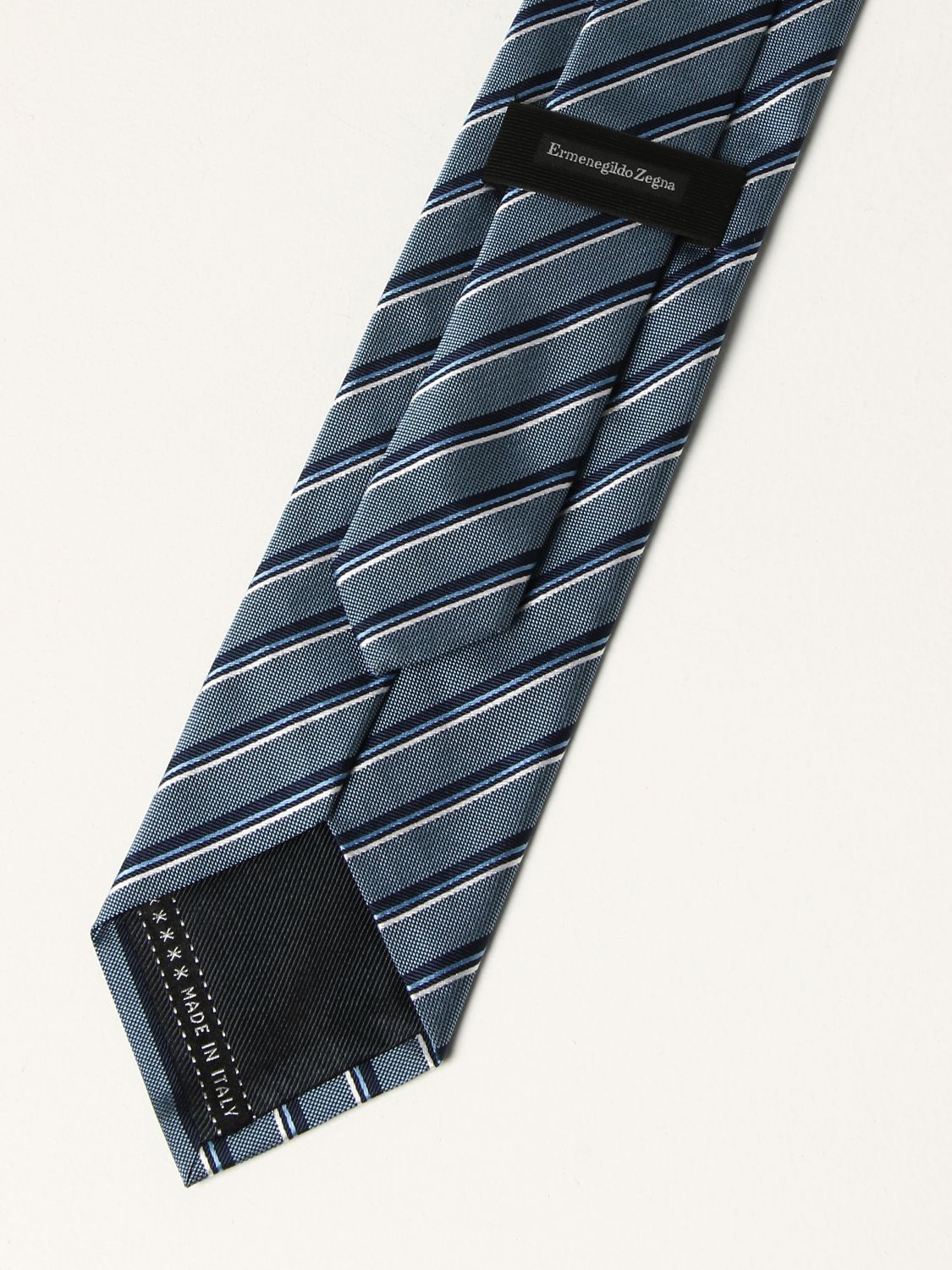 Tie Ermenegildo Zegna: Ermenegildo Zegna tie in striped silk gnawed blue 2