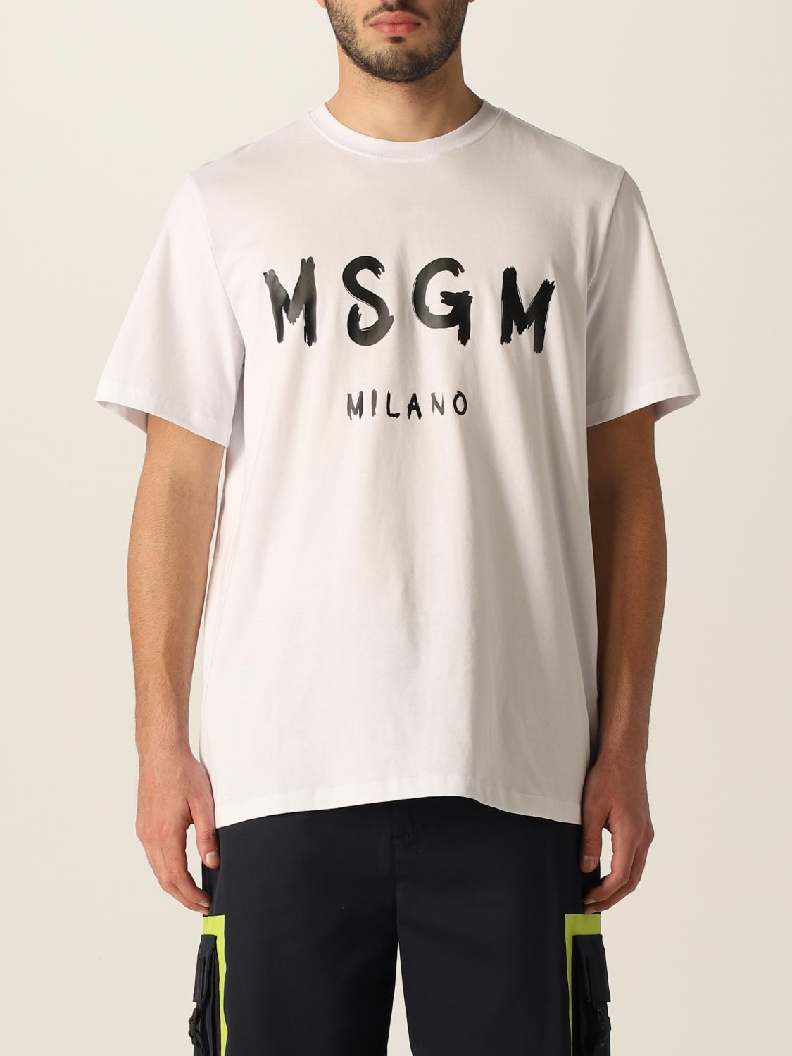 MSGM: cotton t-shirt with logo - White | Msgm t-shirt 2000MM510200002 ...