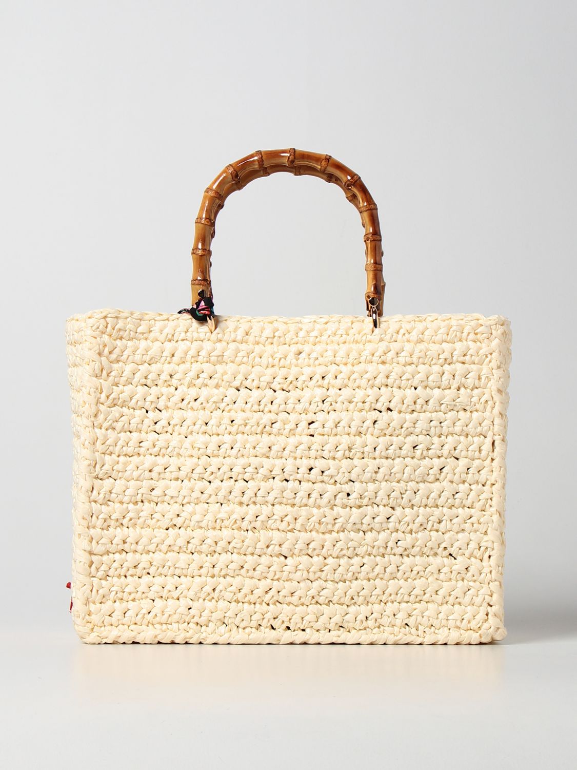 Chica Bag In Woven Polypropylene In Yellow Cream