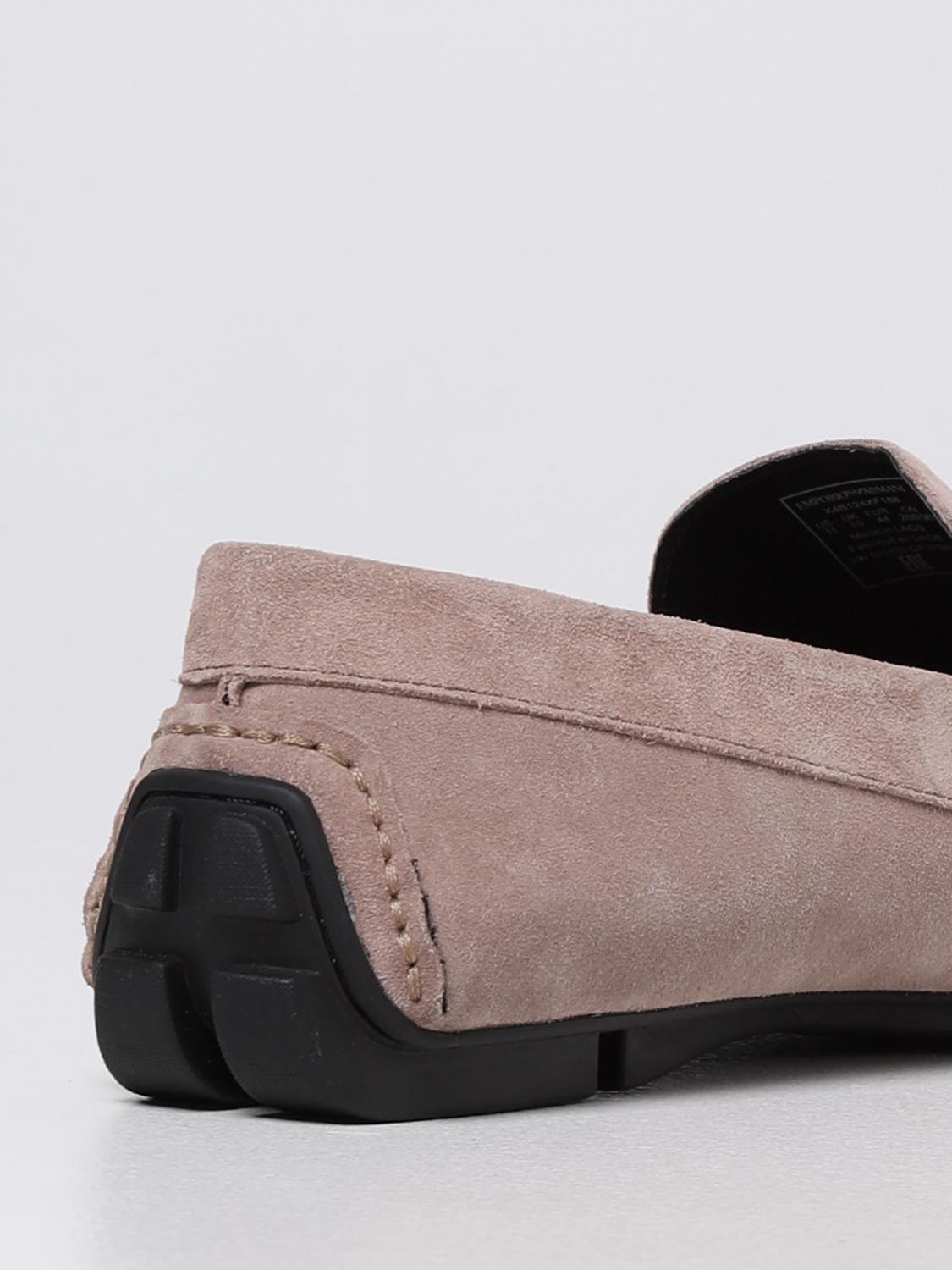 emporio armani driver moccasins in leather with logo