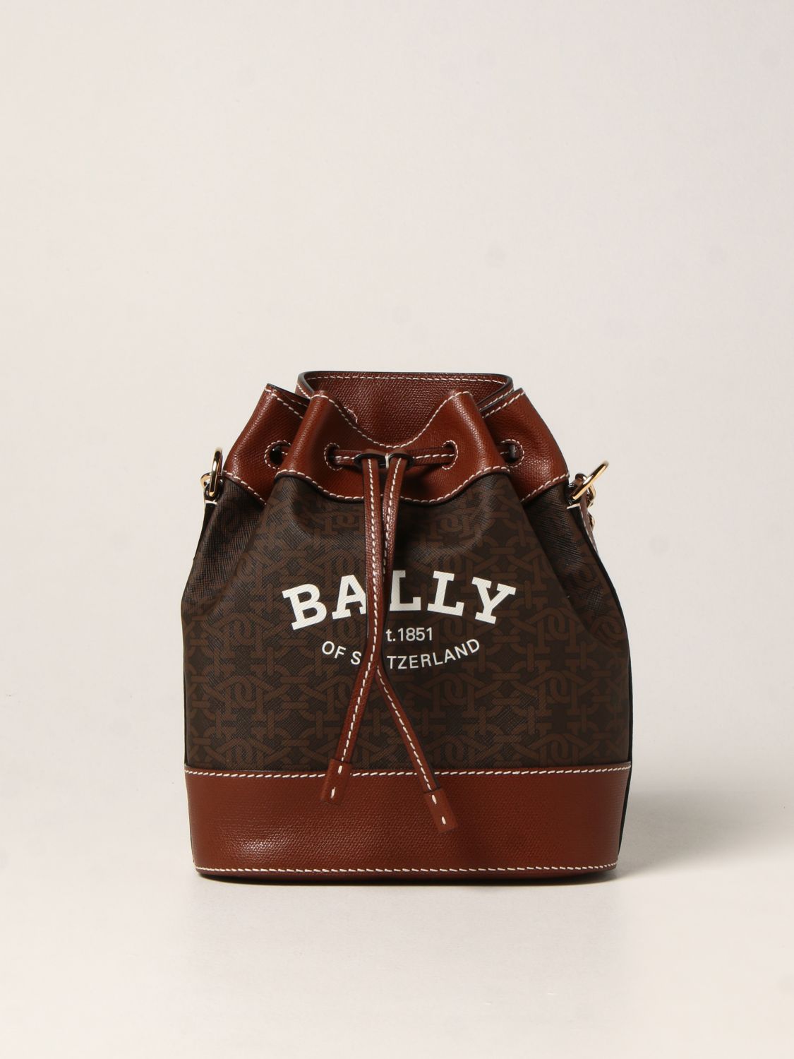 Bally Two Tone Brown Monogram Canvas and Leather Zip Crossbody Bag