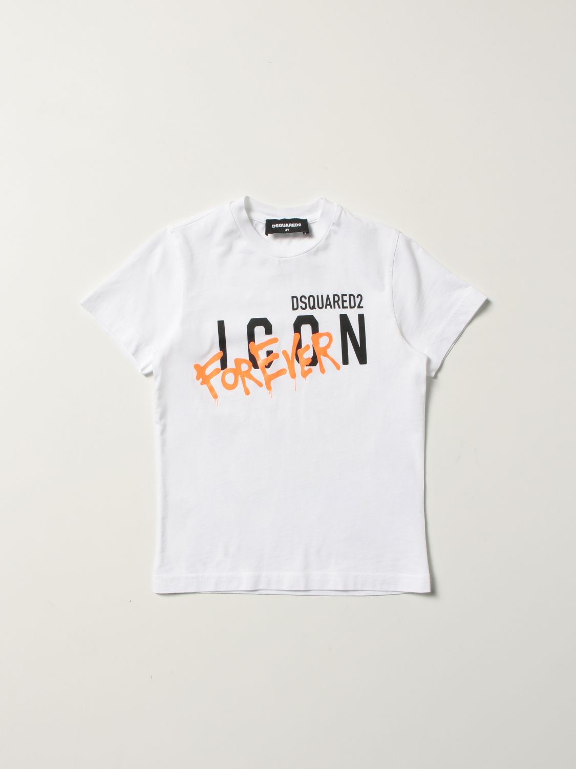 DSQUARED2 JUNIOR: cotton T-shirt with Icon logo - White | Dsquared2 ...