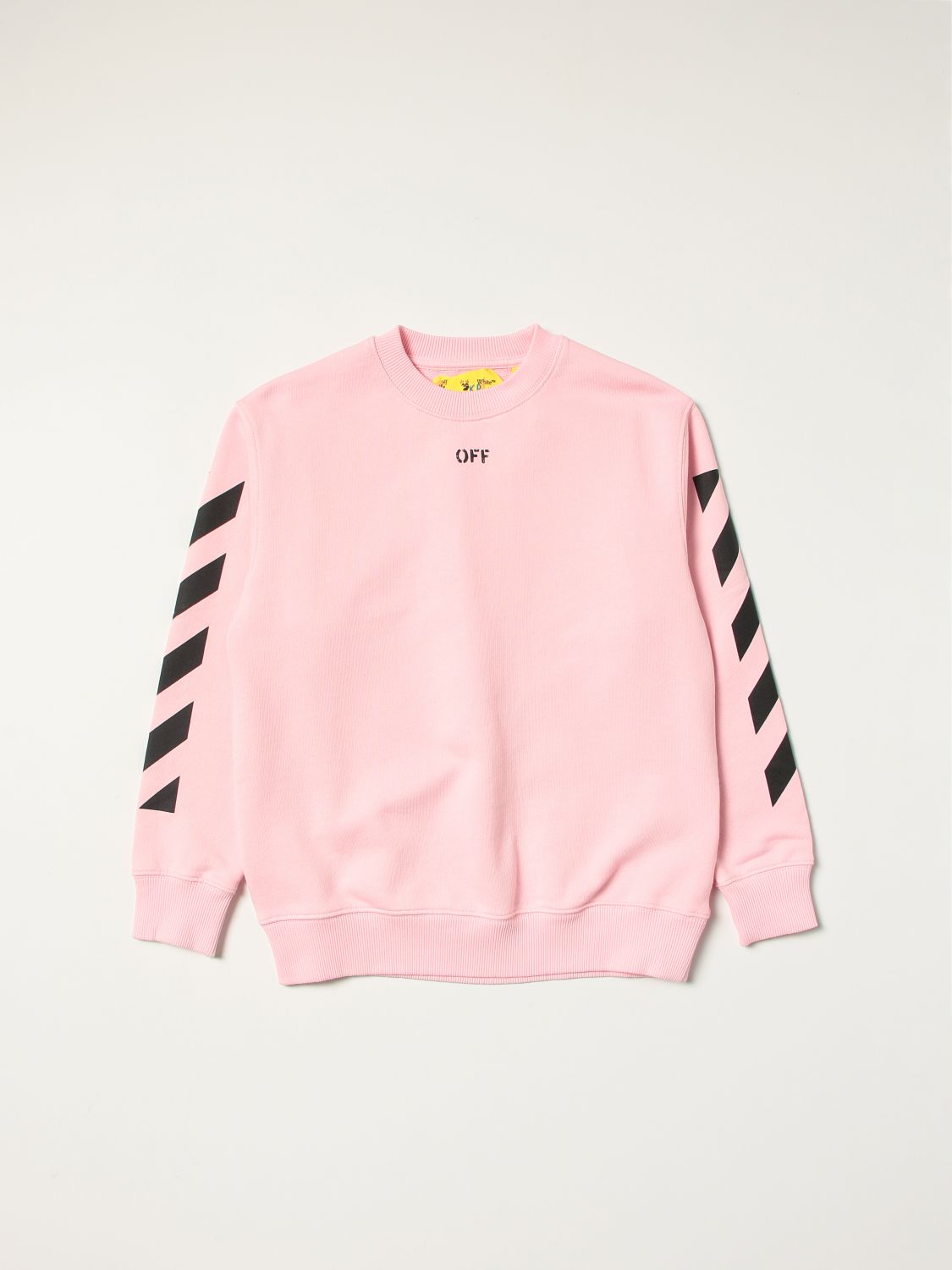 Maglia Off-White: Felpa Off-White in cotone con logo rosa 1
